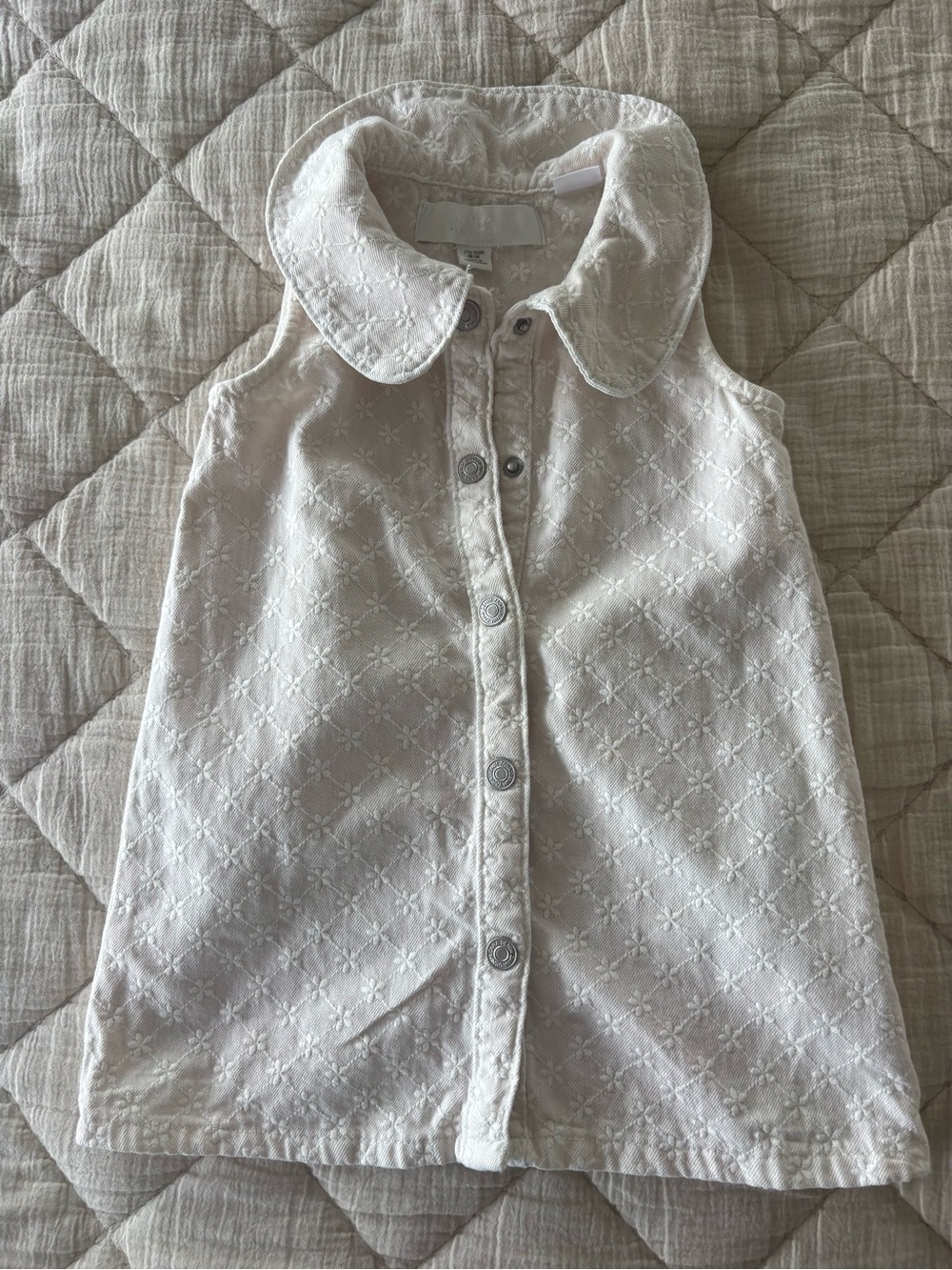 Zara Baby Girl 18M Cream Floral Embroidered Denim A-Line Dress